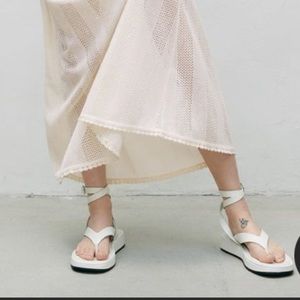 Zara white ankle wrap sandals, size 7